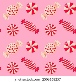 Christmas peppermint swirl candies seamless pattern. Christmas peppermint swirl candies seamless pattern. 