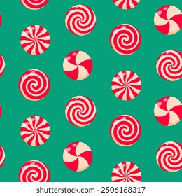 Christmas peppermint swirl candies seamless pattern. Christmas peppermint swirl candies seamless pattern.