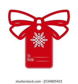 Christmas personalized tag design with snowflake. Holiday template for Xmas handmade gifts. Vector illustration