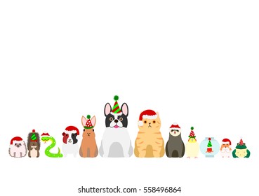 Christmas pet animals border set