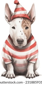 Christmas pet, cute pet, watercolour painting
