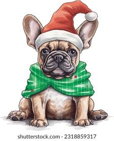 Christmas pet, cute pet, watercolour painting