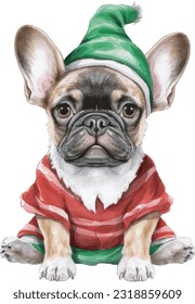 Christmas pet, cute pet, watercolour painting