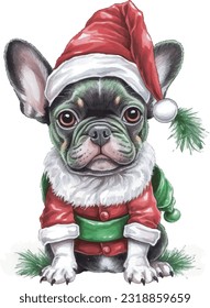 Christmas pet, cute pet, watercolour painting