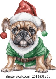 Mascota de Navidad, mascota linda, pintura acuarela