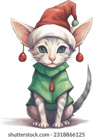 Christmas pet, cute pet, watercolour painting