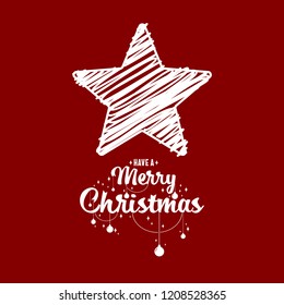 Christmas phase text and star with santa beard and ornaments with symbol design on background