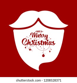 Christmas phase text and star with santa beard and ornaments with symbol design on background