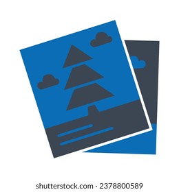 Christmas Photo Blue Icon Vector Illustration Isolated on White Background. Use for Xmas, Decoration, Greeting Card Etc.