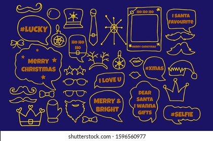 Christmas photo booth props kit icon, Vector photobooth illustration with eps10
