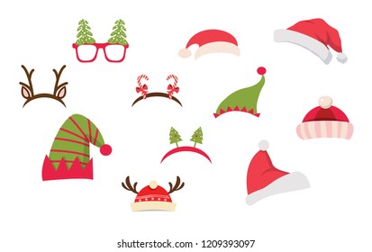 Christmas photo booth and scrapbooking vector set. Christmas Retro Party set . vector illustration