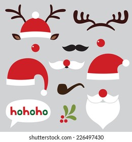 Christmas photo booth and scrapbooking vector set (Santa and deer)