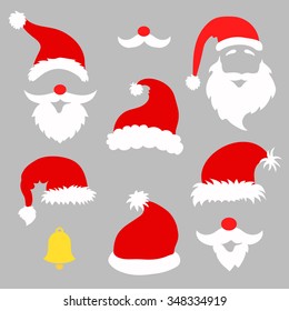 Christmas photo booth and  scrapbooking vector  set Santa, 