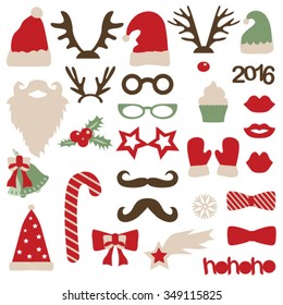 Christmas photo booth and scrapbooking vector set (Santa and deer)