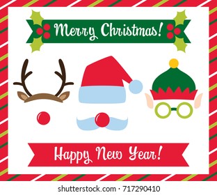 Christmas photo booth vector collection (Santa, elf  and deer)