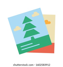 Christmas Photo Flat Icon Vector Illustration Isolated on White Background. Use for Xmas, Decoration, Greeting Card Etc.