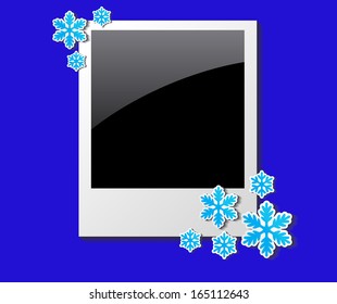 Christmas photo frame decorated snowflakes 