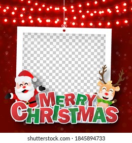 Christmas photo frame with Santa Claus and reindeer