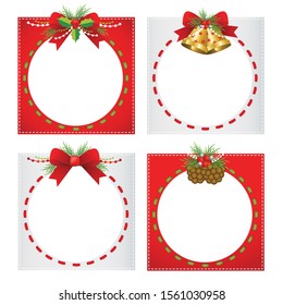  Christmas Photo Frame Vector Set , Cute Christmas Border Design And Decoration.