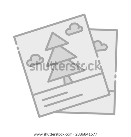 Christmas Photo Greyscale Icon Vector Illustration Isolated on Transparent Background. Use for Xmas, Decoration, Greeting Card Etc.