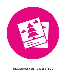Christmas Photo Round Icon Vector Illustration Isolated on Transparent Background. Use for Xmas, Decoration, Greeting Card Etc.
