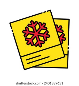 Christmas Photo Yellow Icon Vector Illustration Isolated on White Background. Use for Xmas, Decoration, Greeting Card Etc.
