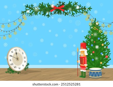 Christmas photo zone fairy tale background vector illustration