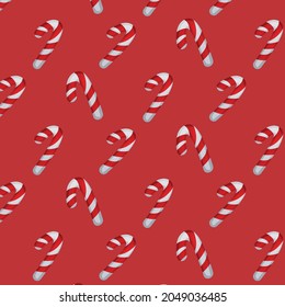 Christmas with a picture of sweets on a red background. Vector illustration