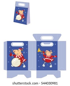 Christmas Pig. Handbags Packages Pattern 