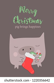 Christmas pig. vector