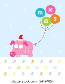 christmas piggy greeting