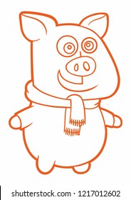 Christmas piggy, Merry Christmas and Happy New Year background with pigs, Vector illustration EPS 10.