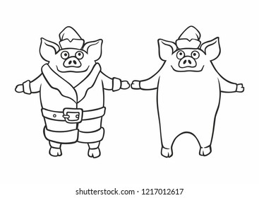 Christmas piggy, Merry Christmas and Happy New Year background with pigs, Vector illustration EPS 10.