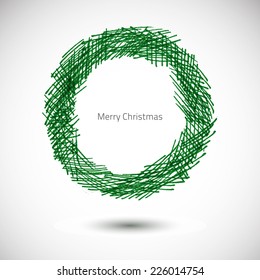 Christmas pin  vector frame. Vector grunge christmas frame. Christmas abstract vector background. Christmas tree. Eco green tree. Vector hand draw frame.