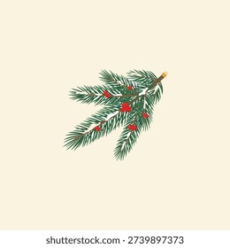 Christmas pine branch icon flat vector design.
