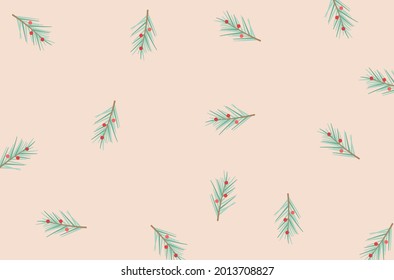 Christmas pine branches background in pastel theme color.