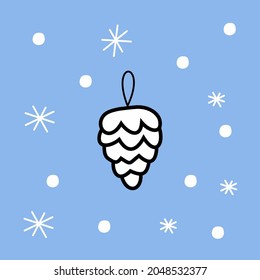 Christmas pine cone vector illustration flat. New Year