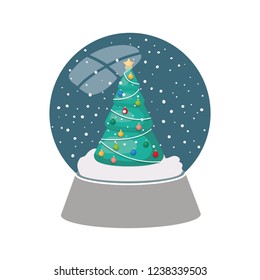 christmas pine in crystal ball isolated icon