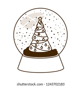 christmas pine in crystal ball isolated icon
