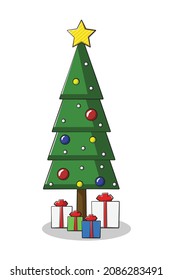 Christmas pine in drawing style isolated vector. Happiness festival concept. Hand drawn object illustration for your presentation, teaching materials or others as you want.