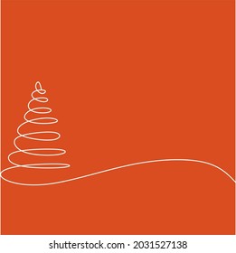 Christmas pine fir tree line art  Continuous one line drawing  Vector illustration minimalistic design  2022 year  Christmas   New Year  Christmas tree type concept  New Year  Year the tiger 