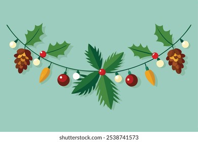 Christmas Pine Garland with Lights