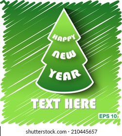 Christmas pine of green color on the shaded children's background