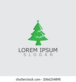 Christmas pine logo or Icon forest nature simple and modern concept