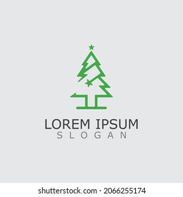 Weihnachtskiefer-Logo oder Icon forest Natur einfache und moderne Konzept