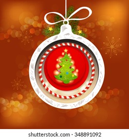 Christmas pine tree with ball