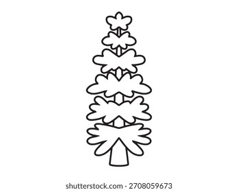 Christmas Pine Tree Black and White