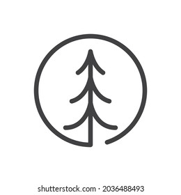 Christmas pine tree evergreen line art logo design vector