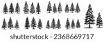Christmas pine tree Holliday decoration icons set