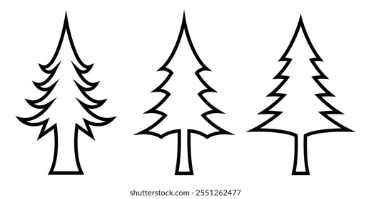 Christmas pine tree icon. Simple shape Christmas tree silhouette vector.